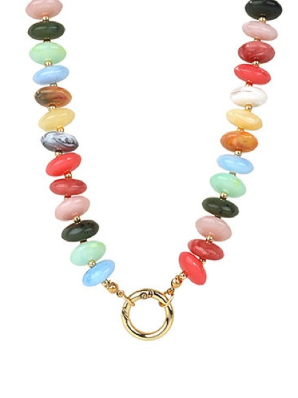 Multicolor Bead Necklace with Gold Clasp